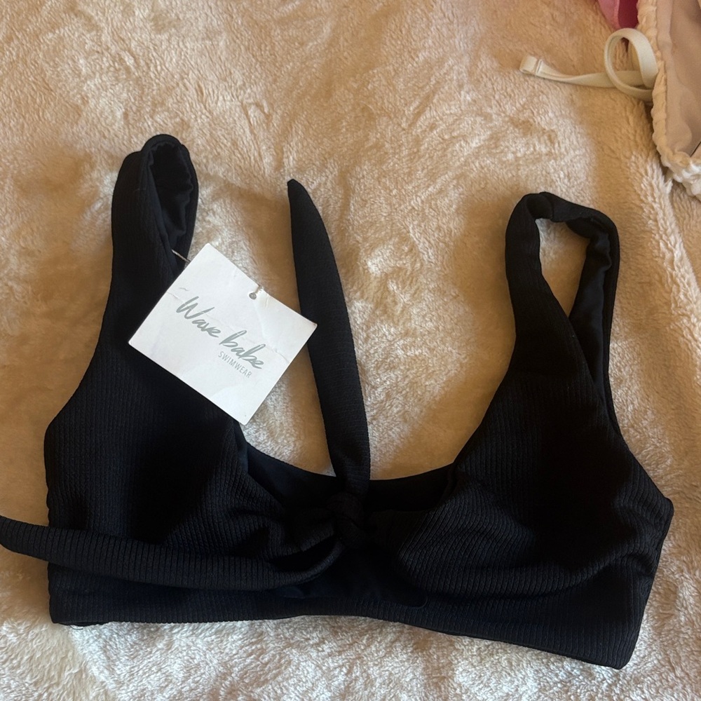 Black Ribbed bikini top